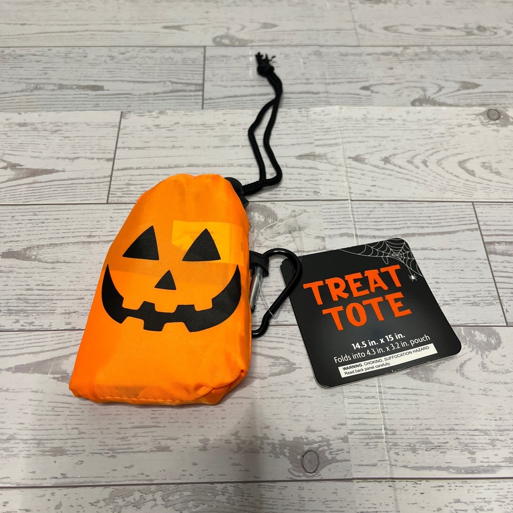 Halloween Treat Tote Jack-O-Lantern Foldable Reusable Bag Orange 50758